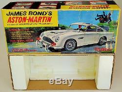 007 JAMES BOND'S ASTON MARTIN TIN LITHOGRAPHED TOY CAR BATTERY OPERATED WithBOX