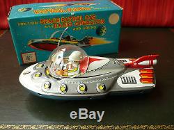 1$ Rare Near Mint ATC Asahi Toy Co Japan Tin Friction Space Patrol Car Or. Box