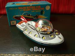 1$ Rare Near Mint ATC Asahi Toy Co Japan Tin Friction Space Patrol Car Or. Box
