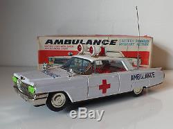 11 Vintage Japan tin toy Car Battery ICHIKO Ambulance with Org. Box