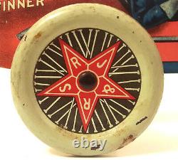 1900s RARE STAR BRAND SHOES TIN LITHOGRAPH DIE CUT RACE CAR ADVERTISING TOY SIGN