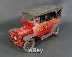 1915 German Orobr Tin Toy Car Military Fire Chief Limo Officer Driver Clockwork