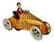 1919 G&K CYCLECAR TIN WINDUP CAR TINPLATE RACE CAR TOY RACER with DRIVER GERMANY