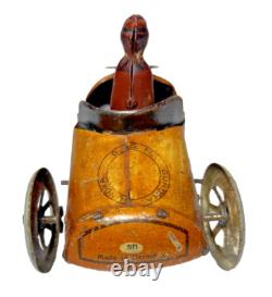 1919 G&K CYCLECAR TIN WINDUP CAR TINPLATE RACE CAR TOY RACER with DRIVER GERMANY