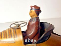 1919 G&K CYCLECAR TIN WINDUP CAR TINPLATE RACE CAR TOY RACER with DRIVER GERMANY