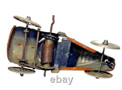 1919 G&K CYCLECAR TIN WINDUP CAR TINPLATE RACE CAR TOY RACER with DRIVER GERMANY