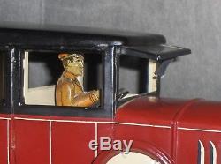 1920's Germany Distler Limousine Tin Wind Up Car With Driver, Lights, 14 Inches L
