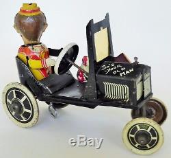 1920's Marx Very First Rare Funny Flivver Crazy Car Tin Litho Wind Up 7 No Resv