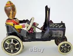1920's Marx Very First Rare Funny Flivver Crazy Car Tin Litho Wind Up 7 No Resv