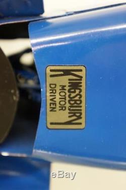 1927 KINGSBURY BLUEBIRD RACER RACE CAR + ORIGINAL BOX PRESSED STEEL WIND UP TOY
