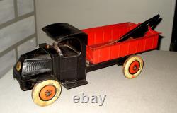 1928 J. Chen Hercules C- Mack Cab Wrecker Tow Truck-20-pressed Steel Antique Toy