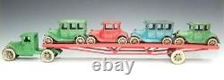 1930 ALL ORIGINAL 24.5 inch ARCADE CAR CARRIER with 4 FORDS Beautiful Cast Iron
