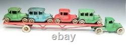 1930 ALL ORIGINAL 24.5 inch ARCADE CAR CARRIER with 4 FORDS Beautiful Cast Iron