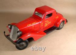 1930' LOUIS MARX Siren Fire Chief Car 1st Battery ORIGINAL CONDITION with Siren