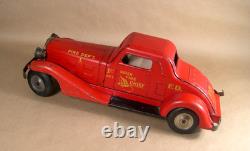 1930' LOUIS MARX Siren Fire Chief Car 1st Battery ORIGINAL CONDITION with Siren
