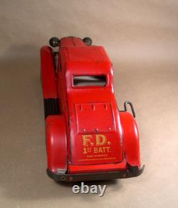 1930' LOUIS MARX Siren Fire Chief Car 1st Battery ORIGINAL CONDITION with Siren
