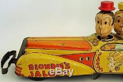 1930's Marx Blondie's Jalopy Tin Litho Wind Up Toy Car Fwd/reverse 16 1/4 Large