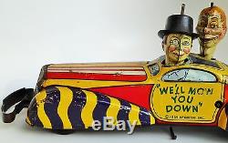 1930'S MARX CHARLIE McCARTHY MORTIMER SNERD PRIVATE CAR TIN LITHO WithUP TOY 16