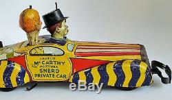 1930'S MARX CHARLIE McCARTHY MORTIMER SNERD PRIVATE CAR TIN LITHO WithUP TOY 16