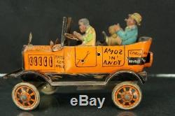 1930's Marx Amos N Andy Fresh Air Taxi Cab Car Tin Wind Up Character Toy