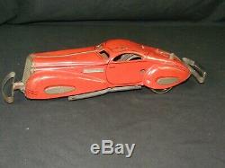 1930's Marx Mystery Car Streamline Airflow Coupe Wind Up Tin Toy With Bumpers 16