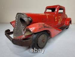1930's Marx Siren Fire Chief Car (video!) 1st Battery Original Condition