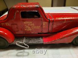 1930's Marx Siren Fire Chief Car (video!) 1st Battery Original Condition