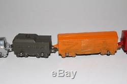 1930's Tootsietoy Freight Train Set, Cracker Jack Box Car Nice with Original Box