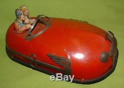 1930s Lindstrom Tin Windup Bump-n-go Bumper Toy Car 9 1/4 Inchs. Long