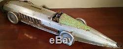 1930s Buffalo Toys Pressed Steel Windup Silver Bullet Land Speed Race Car 26