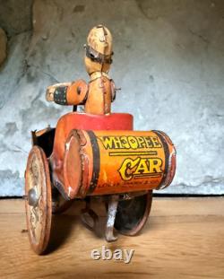 1930s Marx Whoopee Car Tin Litho Windup Crazy Car Cowboy Driver Cow Wheels
