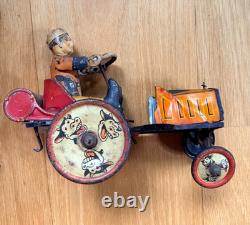 1930s Marx Whoopee Car Tin Litho Windup Crazy Car Cowboy Driver Cow Wheels