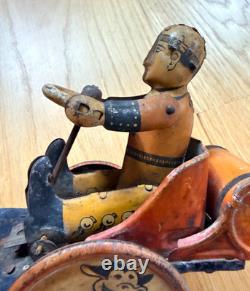 1930s Marx Whoopee Car Tin Litho Windup Crazy Car Cowboy Driver Cow Wheels