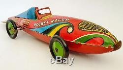 1935 MARX ROCKET RACER WithDRIVER TIN LITHOGRAPHED WIND UP TOY CAR 16 1/2 LARGE