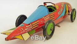 1935 MARX ROCKET RACER WithDRIVER TIN LITHOGRAPHED WIND UP TOY CAR 16 1/2 LARGE