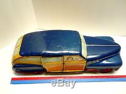 1940'S WYANDOTTE RARE BLUE WOODY TOYTOWN ESTATE CADILLAC CAR TIN STEEL. NICE. NR