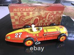 1940'SMARX TOYSMECHANICAL SPEED RACERTIN LITHO WIND UP INDY RACE CAR WithBOX