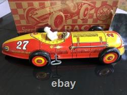 1940'SMARX TOYSMECHANICAL SPEED RACERTIN LITHO WIND UP INDY RACE CAR WithBOX
