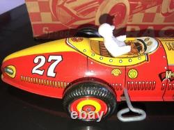 1940'SMARX TOYSMECHANICAL SPEED RACERTIN LITHO WIND UP INDY RACE CAR WithBOX