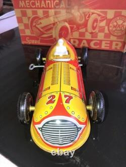 1940'SMARX TOYSMECHANICAL SPEED RACERTIN LITHO WIND UP INDY RACE CAR WithBOX