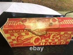 1940'SMARX TOYSMECHANICAL SPEED RACERTIN LITHO WIND UP INDY RACE CAR WithBOX