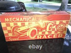 1940'SMARX TOYSMECHANICAL SPEED RACERTIN LITHO WIND UP INDY RACE CAR WithBOX