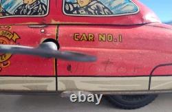 1940s/1950s Louis Marx Toys Tin Litho Fire Dept Chief Car Wind Up with Key/Runs