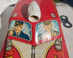 1940s/1950s Louis Marx Toys Tin Litho Fire Dept Chief Car Wind Up with Key/Runs