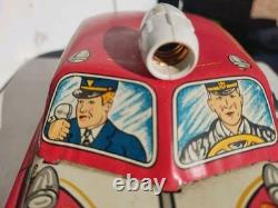 1940s/1950s Louis Marx Toys Tin Litho Fire Dept Chief Car Wind Up with Key/Runs