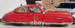 1940s/1950s Louis Marx Toys Tin Litho Fire Dept Chief Car Wind Up with Key/Runs