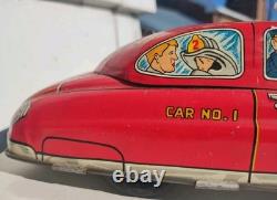 1940s/1950s Louis Marx Toys Tin Litho Fire Dept Chief Car Wind Up with Key/Runs