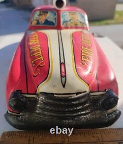 1940s/1950s Louis Marx Toys Tin Litho Fire Dept Chief Car Wind Up with Key/Runs