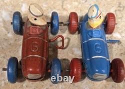 1940s WIND UP TIN & CELLULOID DONALD DUCK RACE CAR TOY POST WWII OCCUPIED JAPAN