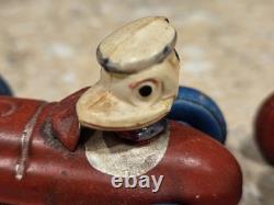 1940s WIND UP TIN & CELLULOID DONALD DUCK RACE CAR TOY POST WWII OCCUPIED JAPAN